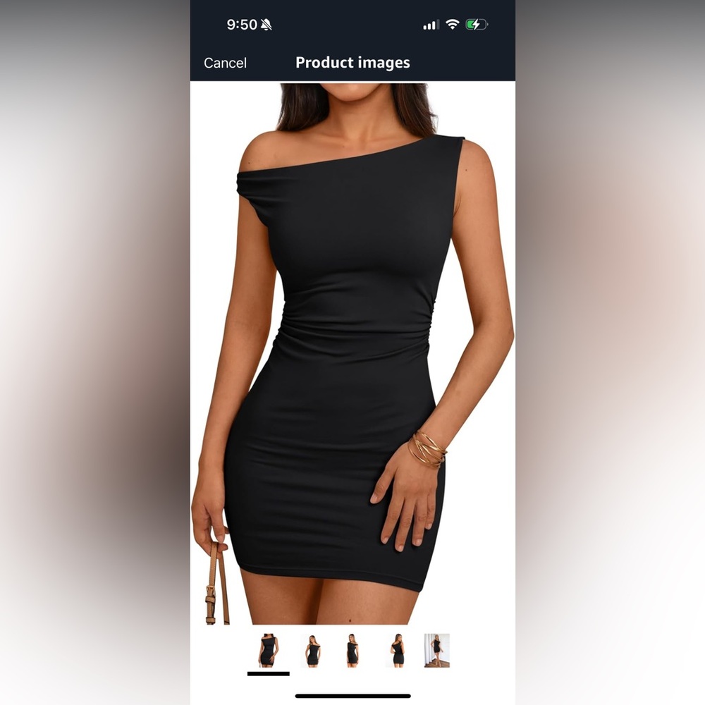 Amazon Black One-Shoulder Bodycon Dress